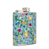 赤ちゃん青にニワトリとワイルドフラワー フラスク (右)