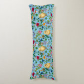 赤ちゃん青にニワトリとワイルドフラワー ボディピロー (正面縦)