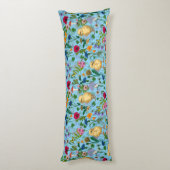 赤ちゃん青にニワトリとワイルドフラワー ボディピロー (裏面 (縦))