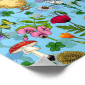 赤ちゃん青にニワトリとワイルドフラワー ポスター (角)