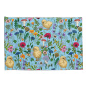 赤ちゃん青にニワトリとワイルドフラワー 枕カバー (裏面-右)