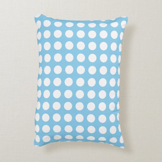 赤ちゃん青の大きな水平水玉模様に白 アクセントクッション (裏面(縦))