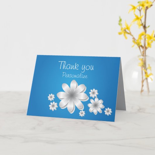 赤ちゃん青の白い花 – メッセージを個人用に設定 カード (黄色い花)