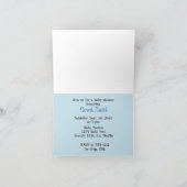 赤ちゃん青ドット動物の花赤ちゃんシャワー 招待状 (内部)