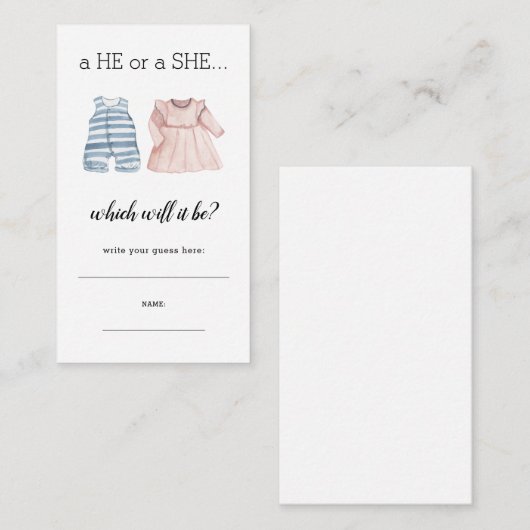 赤ちゃん青ピンク彼は彼女書はジェンダーの明らかに推測 エンクロージャーカード (正面/裏面)