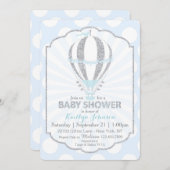 赤ちゃん青熱気球ベビーシャワー 招待状 (正面/裏面)