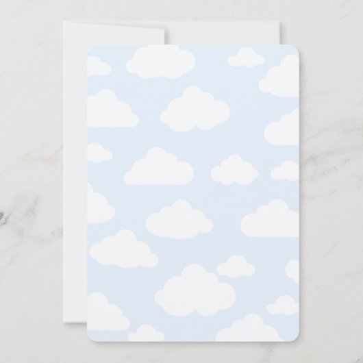 赤ちゃん青熱気球ボーイベビーシャワー 招待状 (裏面)