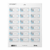 赤ちゃん青、白と灰色の象の赤ちゃんシャワー ラベル (フルシート)