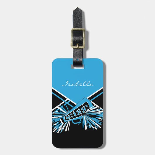 赤ちゃん青、白、黒のチアリーダー服 ラゲッジタグ (正面縦)