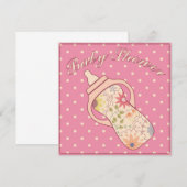 赤ちゃん食べ物を与えのボトルピンク 招待状 (正面/裏面)