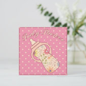 赤ちゃん食べ物を与えのボトルピンク 招待状 (スタンド正面)