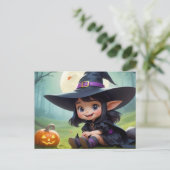 赤ちゃん魔女とカボチャ ポストカード (スタンド正面)