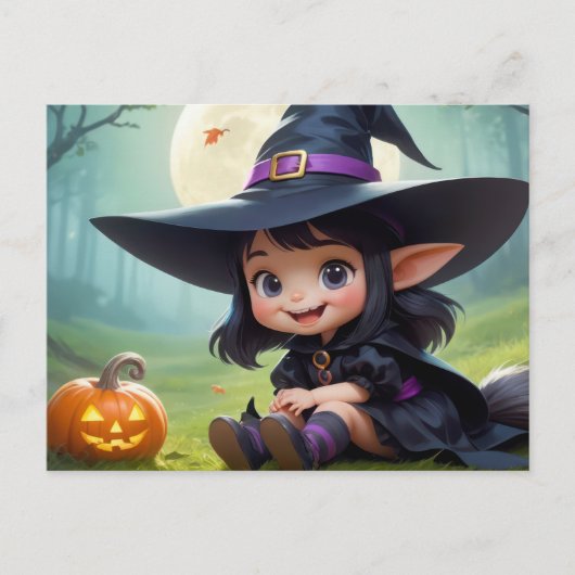 赤ちゃん魔女とカボチャ ポストカード (正面)