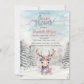 赤ちゃん鹿のホーリーベリーの森の雪の赤ちゃんシャワー 招待状 (正面)