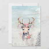 赤ちゃん鹿のホーリーベリーの森の雪の赤ちゃんシャワー 招待状 (裏面)