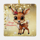赤ちゃん鹿、子鹿、雌鹿、トナカイ🦌 🎄メリークリスマス セラミックオーナメント (正面)