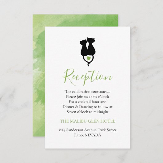 赤ちゃん黒猫好きグリーンハート披露宴 エンクロージャーカード (正面/裏面)