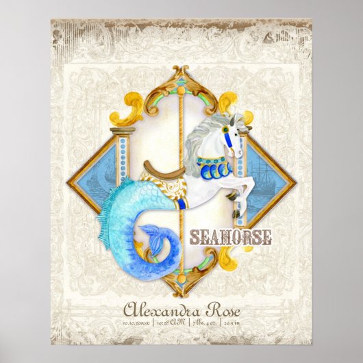 赤ちゃん サーカス ファンタジー イルカのカルーセル ヴィンテージ ポスター (正面)