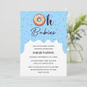 赤ちゃん 双子 ドーナツ おしゃれ ベイビー 男の子 シャワー 招待状 (スタンド正面)