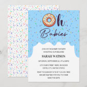 赤ちゃん 双子 ドーナツ おしゃれ ベイビー 男の子 シャワー 招待状 (正面/裏面)