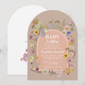 赤ちゃん 咲いたよ ワイルドフラワー ほんのりピンク 招待状 (正面/裏面)