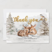 赤ちゃん 外は寒いよ ベビーシャワー 感謝カード 招待状 (正面)