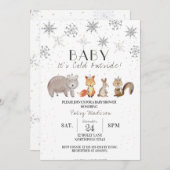 赤ちゃん 外は寒いよ、冬のベイビーシャワーの招待状 招待状 (正面/裏面)