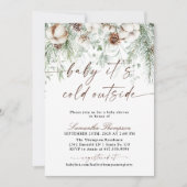 赤ちゃん 外は寒いよ 冬のベイビーシャワー 招待状 (正面)