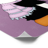 赤ちゃん、外は寒いよ 紫と青のペンギン ポスター (角)