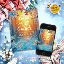 赤ちゃん 外は寒いよ 雪のウィンターベイビーシャワー