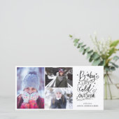 赤ちゃん 外は寒いわよ 現代版 スクリプト フォト シーズンカード (スタンド正面)