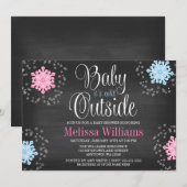 赤ちゃん 外は寒い スノーフレーク ベイビーシャワー 招待状 (正面/裏面)