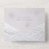 赤ちゃん 外は寒い スノーフレーク ベビーシャワー オールインワン招待状 (裏面)