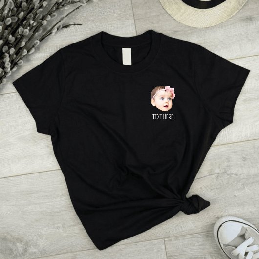 赤ちゃん 子供 猫 犬 ポケット 顔 写真 面白い Tシャツ