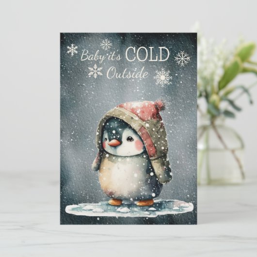 赤ちゃん、寒い外側のペンギン シーズンカード (スタンド正面)