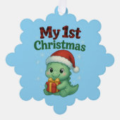 赤ちゃん 男の子 初めてのクリスマス ディノ オーナメントカード (正面)
