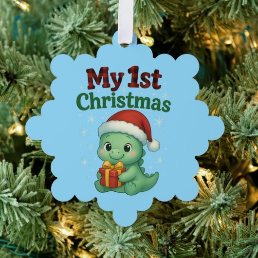 赤ちゃん 男の子 初めてのクリスマス ディノ オーナメントカード (インサイチュ (木))