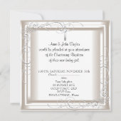 赤ちゃん 男の子 女の子 クリーム色 洗礼 命名式 十字架 招待状 (裏面)