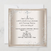 赤ちゃん 男の子 女の子 クリーム色 洗礼 誕生十字架 招待状 (裏面)