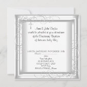 赤ちゃん 男の子 女の子 白い クリスチャン 洗礼 十字架 招待状 (裏面)