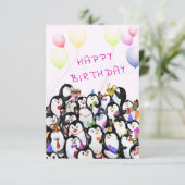 赤ちゃん 誕生日カード 幸せなペンギンパーティー カード (スタンド正面)