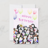 赤ちゃん 誕生日カード 幸せなペンギンパーティー カード (裏面)
