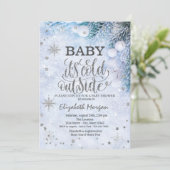 赤ちゃん 雪の結晶 冬のベイビーシャワー 招待状 (スタンド正面)