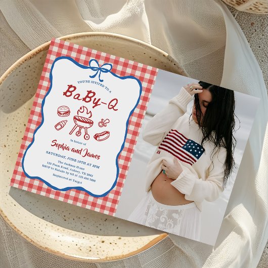 赤ちゃんQの裏庭BBQ 7月4日ベビーシャワーの写真 招待状