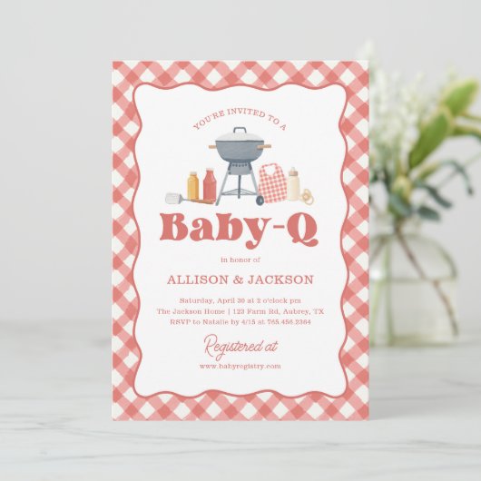 赤ちゃんQ バックヤード BBQ ベビーシャワー 招待状 (スタンド正面)