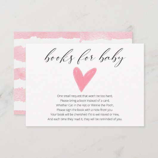 赤ちシンプルゃん用の水彩ピンクハート本 エンクロージャーカード (正面/裏面)