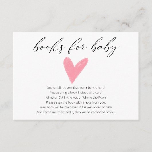 赤ちシンプルゃん用の水彩ピンクハート本 エンクロージャーカード (正面)