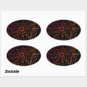 赤っぽいグラデーションスパイダーウェブ 楕円形シール (シート)