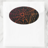 赤っぽいグラデーションスパイダーウェブ 楕円形シール (バッグ)