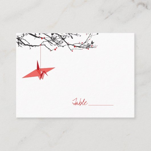 赤つる折り紙紙クレーズアジア結婚ズ プレイスカード (正面)